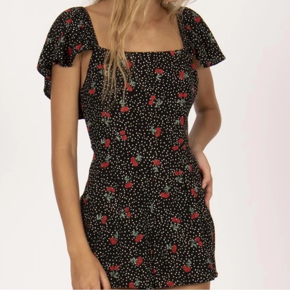 Amuse Society x Revolve Black Cherry Romper Playsuit - Picture 2 of 8